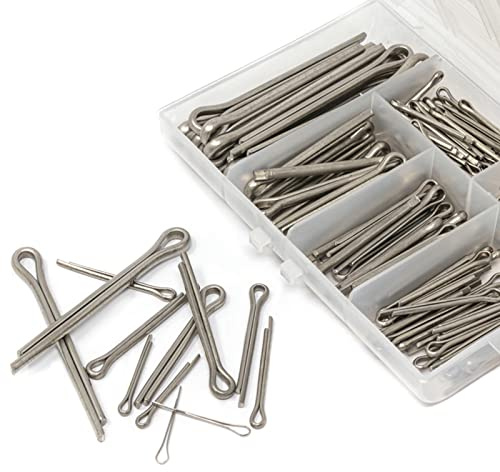 Rianpesn Grand kit d'goupilles Fendues - 230 pièces 6 Tailles goupille Fendue en Acier zingué - Clip Key Fastner Kit d'Fixations pour Automobile, mécanique, Garage