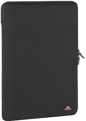 Rivacase vertikale Laptophülle Sleeve - Wasserabweisende und ultraleichte Notebooktasche - kompakte Damen und Herren Aktentasche für Laptops - Stoßfeste Slim Laptop-Schutzhülle (Schwarz, 15.6 Zoll)
