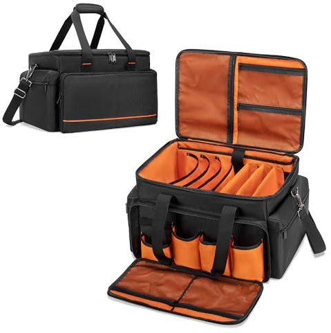 Trunab Bolsa para Cables de DJ con Divisores Ajustables, Funda para Computadora Portátil de 15,6”, DJ Gig Gear Bag con Muchos Bolsillos para DJ Gear, Equipos de Música y Accesorios