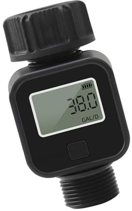 Wasserzähler – Wasserzähler mit LCD-Display, mehrere Messmodi, Gartenschlauch-Wasserzähler verfolgt Gallonen/Liter-Nutzung und Rate, für Wohnmobil-Wassertankfüllung, Rasensprenger, Düse