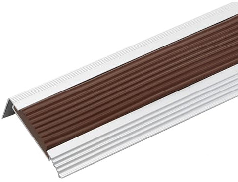 Profilé D'escalier En Aluminium ,Forme En L Profil Des Bords Marches Antidérapant Bande De Bordure ,Profilé Pour Nez De Marche/Rampe/Pente,Pour Les Bords D'escalier Extérieurs Ou Intérieurs(Color:Brow
