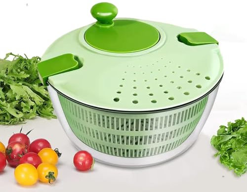 Salad Spinner, Salad Washer and Spinner, 4L Vegetable Dryer PP Salad Spinner, Multifunction Salad Drainer Bowl, Manual Lettuce Spinner & Fruits Vegetable Washer Dryer