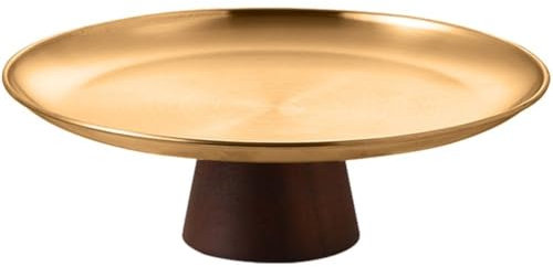 Lpitoy Alzata per Torta con Piede in Acciaio Inossidabile Piatto Dessert Rotondo Vintage Piatto Portata per Snack con Biscotti alla Frutta, Espositore per Dessert per Decorazione della