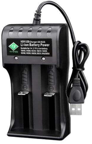 Chargeur de batterie AA AAA universel à 2 emplacements - Chargeur de batterie intelligent USB intelligent - Pour piles rechargeables AA/AAA 18500