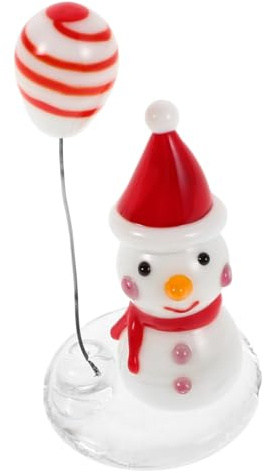 MALUGOGO Handbemalte Schneemann-Figur aus Glas, Miniatur-Dekoration für Weihnachten, Tischplatte, Zuhause, Schreibtisch, Regal, Kamin, Winterurlaub, Partyzubehör