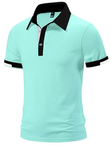 Generisch Polo numérique 3D ample pour homme à manches courtes, Vert menthe., 4XL