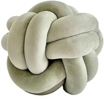 XIUsheUA Cojín Anudado a Mano Almohada de Nudo a Rayas Art Deco Hecha a Mano, Almohada Bola Suave, Redonda, decoración Moderna y acogedora Felpa(Green,22cm)