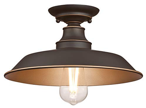 6370340 Einflammige Leuchte Iron Hill, 30 cm, zur Deckenmontage von Westinghouse Lighting für Innenbereiche, Ausführung in geölter Bronze mit Akzenten, Geölte Bronze