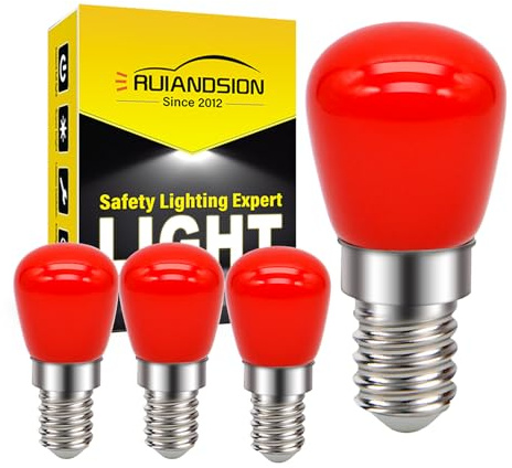 Ruiandsion LED-glödlampa E14 220 V ersättning kylskåpslampor för Cooker Hood kylskåpsapparat, röd (förpackning med 4)