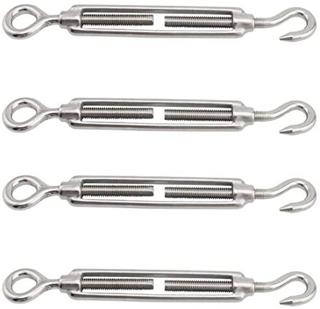 4 Pieces Tensioner Cable M6 Tensioner Wire Stainless Steel 304 Adjustable Tensioner Hook and Eye for Tensioner, Rope Cable, Steel Cable, Adjustable Stainless Steel Wire Tensioner Hook and Eye Set