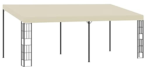 Tidyard Gazebo, Padiglione da Giardino in Tessuto Crema con Struttura in Acciaio, 3x3x6,62 m, Gazebo da Parete Moderno