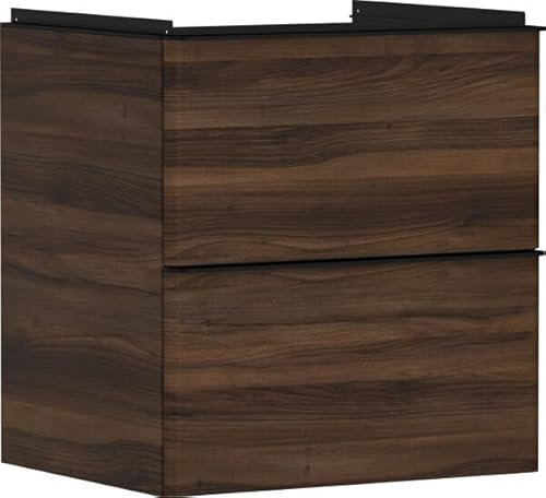 Hansgrohe Xelu Q Mueble bajo Lavabo, 580x475, 2 cajones, para Lavabo, 5402, Color: Mueble Nogal Oscuro/Mate Mango Negro