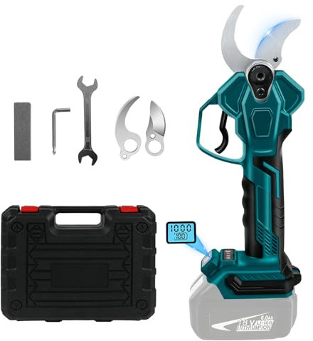 Troncami a batteria Makita 18 V (non batteria), apertura 65 mm, diametro di taglio massimo 40 mm, display LCD, cesoie elettriche ricaricabili per rami e fiori