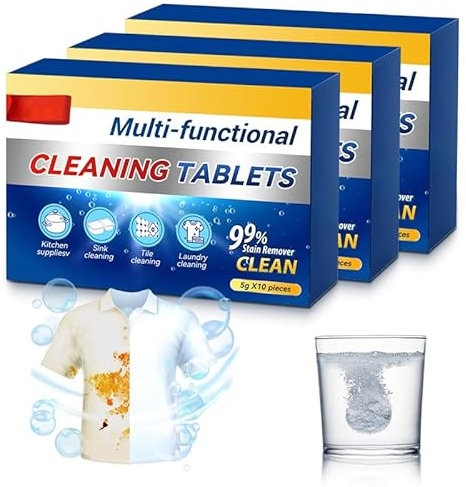 Lavage Enzymatique Biologique Actif,Comprimés Nettoyants Multifonctionnels Aux Bio-enzymes,Comprimés Nettoyants Concentrés Solubles (3PCS)