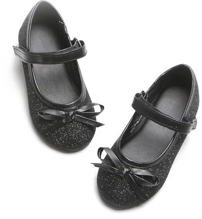 Kiderence Kleine Kleinkind Mädchen Kleid Schuhe Ballerina Ballett Wohnungen Kinder Mary Janes (Schwarz 28)