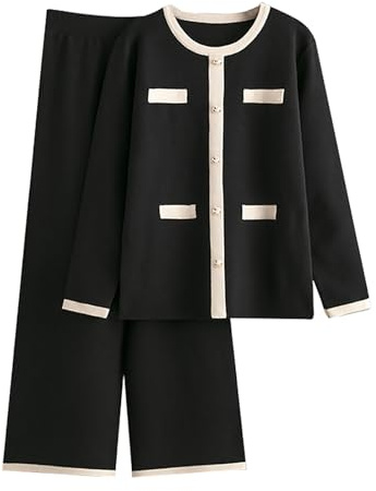 Completo Lana Donna Tuta Da Ginnastica Offerte Girocollo Maglia a Maniche Lunghe Pullover Top Elastico In Vita Pantaloni a Gamba Larga Moda Autunnale Invernale Completi Per La Casa