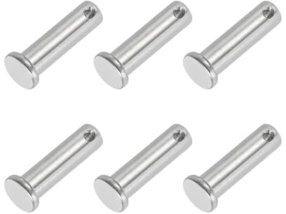 PATIKIL Perni a Testa Piana a Foro Singolo, 6 Pezzi Perno Testa Piatta in Acciaio Inossidabile 304 per Serratura a Spina per Sistemi Cardini, Argento, 10 x 35mm
