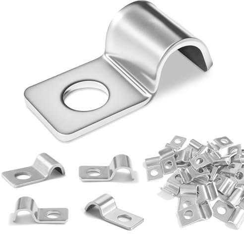 30 Stk Kabelschellen, Kabelschellen zum Schrauben, Einzelloch Edelstahl U-Rohrschellen Befestigungsschelle, Nagelschellen für Kabel Leerrohr Rohr Befestigung, Kabelschelle für Kabel Rohre Ø4 mm