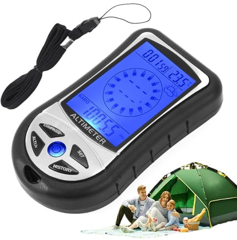 altimetro multifunzione, misuratore di temperatura portatile, bussola, barometro, dispositivo di previsione leggero con display luminoso per escursioni, arrampicata, monitoraggio meteo viaggi