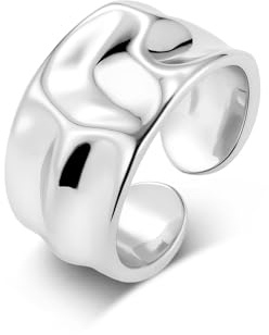 ALEXCRAFT Ring Women Silver Rings Men Wide Chunky Silver Adjustable Rings For Women Toe Chunky Adjustable Mens Ring Toe Stainless Steel Hammered