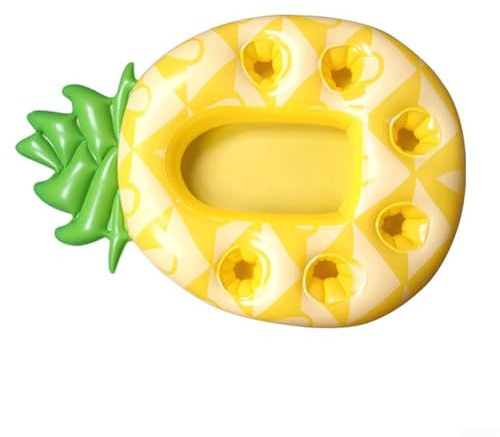 Porte-boisson gonflable en PVC avec table flottante poreuse pour piscine et boisson en plein air (ananas)