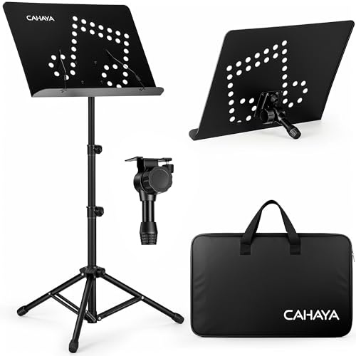 CAHAYA Pupitre Musique Métal Stable Pliable Hauteur Réglable 80-142cm
