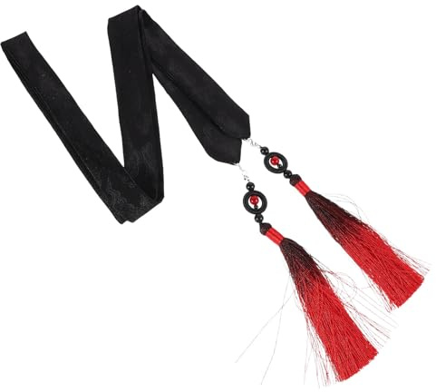 Toddmomy Headband Strap with Tassel Vintage Hair Accessory Traditional Chinese Style Hair Ribbon, Unisex Forehead Band Made of Polyester and Metal for Hanfu Costume and Cosplay