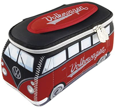 BRISA VW Collection - Trousse en néoprène Universelle pour Maquillage, cosmétiques, Produits d'hygiène, Stylo (Combi T1 Bus) - (Rouge & Noir/Petit)