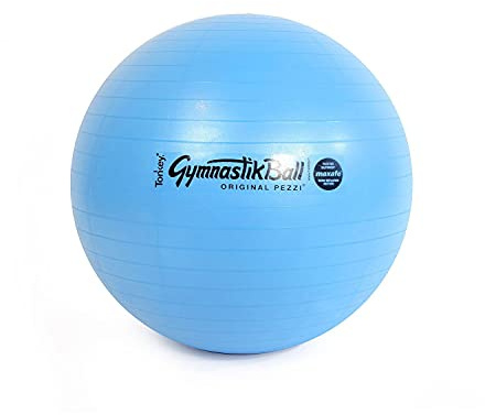 PEZZI Maxafe Ballon de gymnastique Bleu clair Ø 42 cm | Ballon de siège avec système anti-éclatement - Charge maximale de 400 kg - Pour thérapie, sport et bureau
