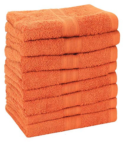 GREEN MARK Textilien 8er Set Frottier Handtücher 100% Baumwolle 50x100cm Diverse Farbsets Premium Frottee Qualität 500gr/m² mit Aufhänger (Terracotta)