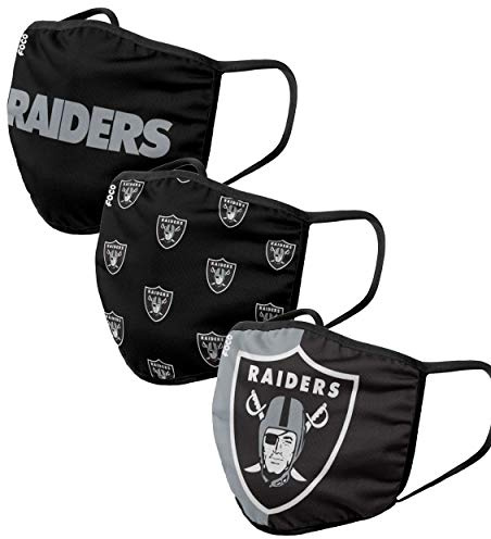 FOCO Las Vegas Raiders NFL Face Covering 3Pack Face Mask Forever Collectibles - One-Size