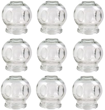 Set di coppette in vetro, coppette per il fuoco, massaggio sottovuoto per il rilassamento muscolare e il sollievo dal dolore, coppettazione Hijama Hacamat, terapia, Cupping Banki (9 pezzi, 6 cm)