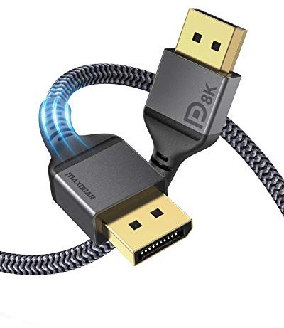 Maxonar DisplayPort Kabel1.4 150CM/1.5M DP1.4 8K@60Hz HBR3 4K@60Hz/144Hz/120Hz 5K@60Hz 2K@165Hz/240Hz Unterstützung FreeSync G-Sync HDR10 DisplayPort für Gaming Monitor Grafikkarte