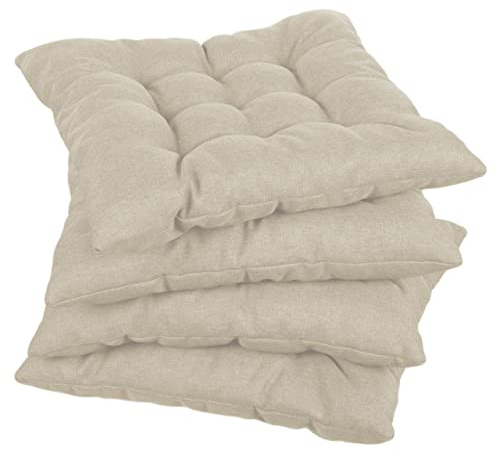gutekissen Cuscino per sedia Copricuscino quadrato trapuntato per sedie/panche per casa e giardino Coprisedile Cuscino per giardino Cuscino per sedile Molti colori (40x40, Crema, 1)