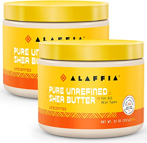 Alaffia EveryDay Shea Authentic Shea Butter, All Skin Types, Help Moisturize and Soften Skin with Shea Butter, Unscented, (2 Pack-11 Fl Oz Ea)