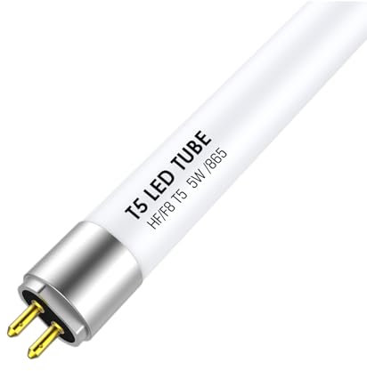 IHYCTV LED TUBE T5 SHORT 288 mm, Mini LED Röhre, 5W, 685 lm, 6500K, G5 Sockel, Nachrüstung Ersatz klassischer 8W T5 Lampen für EVG, Niederspannung, 865 Tageslichtweiß, 1-Pack