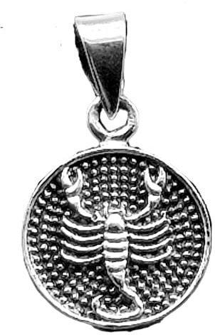 Kiss of Leather Colgante del signo zodiacal Escorpión de plata de ley 925 Si. 445, Plata esterlina