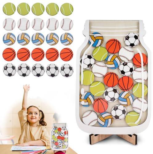 YunBey Pot de Récompense Tableau De Recompense pour Enfant Bocal de Récompense avec des Jetons de Balle Reward Jar pour Garçons Filles Maison Classe