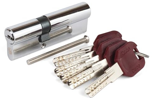 APECS CodeDeco ZM-90(40/50) Cylindre de serrure de sécurité pour porte d'appartement - Double cylindre - 90 (40/50) mm - Avec 5 clés - Chromé