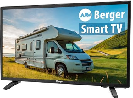 BERGER 12V Fernseher Wohnmobil Classiq 27 | Smart TV 12/24V Betrieb mit Triple Tuner, Bluetooth & WebOS | Camping Fernseher mit Lautsprecher & Full HD-Display | Ideal für Wohnwagen, LKW & Boot