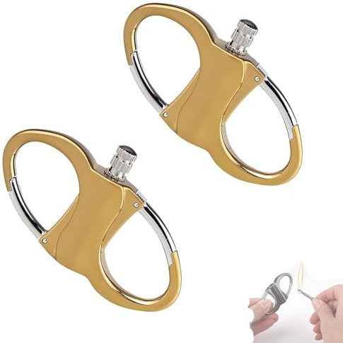 Nyckelring Tändare, Vattentäta Tändstickor, Bergsklättring Bärbar Nödbrandstarter Anfallssats, Flinta Och Stål Brandstartsats for Utomhuscamping Nödbil Och Hem(Gold+Gold)