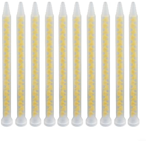 Lot de 10 buses de mélange 10-18 pour colle AB avec serrure à baïonnette et mélangeur statique en spirale pour un mélange amélioré à deux composants (B)