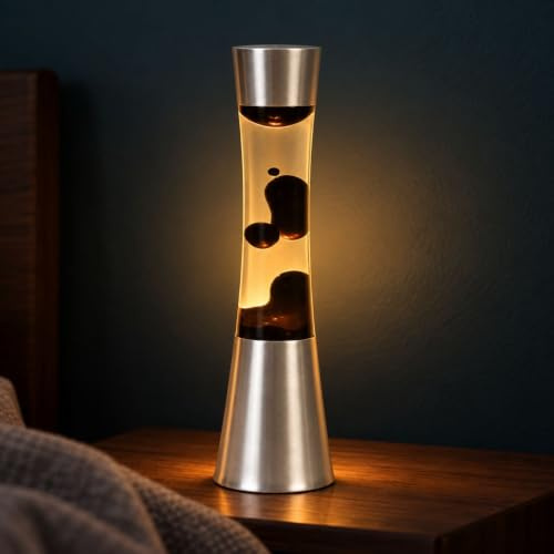Lavalampe Svart Silver H: 39,5 cm Retro-lampa med ljuskälla G9 bordslampa fest Stämningslampa ungdomsrum SANDRO