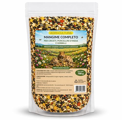 AGRI-CULTURA® | Mangime Completo Criceti, Porcellini d’India e Gerbilli 【700g】| Miscela di Semi Naturali Selezionati | Alimentazione Bilanciata Ricca di Fibre e Nutrienti | Made in Italy.