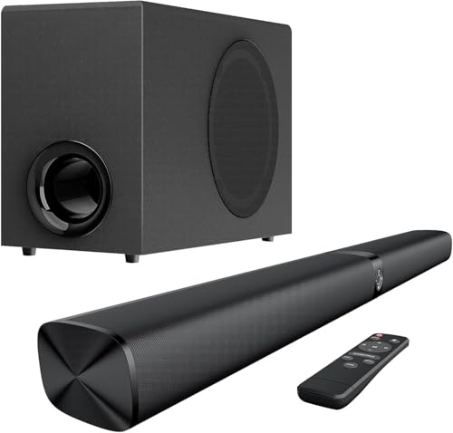 GarageRock Sound Bar con Subwoofer per TV, 110W altoparlanti Soundbar con Deep Bass&Aumento del Volume&3 modalità EQ, Bluetooth 5.3/ARC/Opt/AUX, Sistema Audio Surround per TV/PC/Proiettori, 1 Set