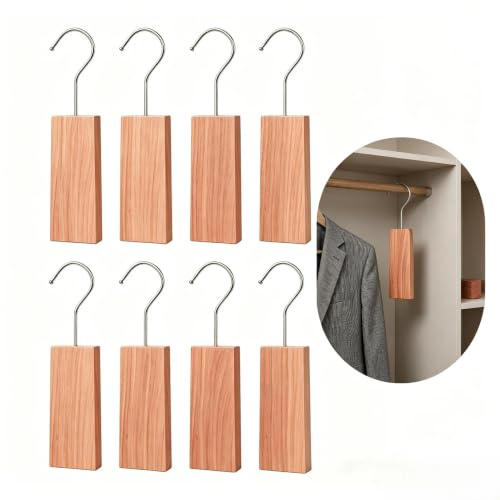 Malavvisande av cederträ för garderober, paket med 8 hängande cederträblock | 100 % naturliga malhängare i cederträ för klädskydd | malavskräckande och dödare för lådor med sandpapper