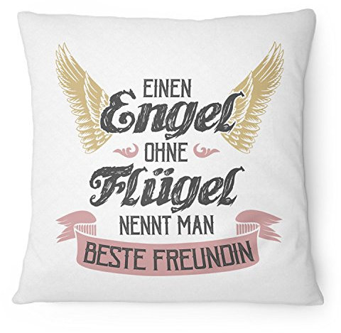 Fashionalarm Cuscino a forma di angelo senza ali, 40 x 40 cm con imbottitura, idea regalo per compleanno, scritta Best Friend, colore: bianco