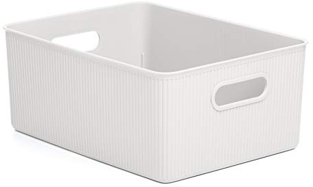 TATAY Cestino Portaoggetti Plastica 15 L Baobab | Scatola Organizzatrice | Manici Integrati | Design Compatto e Versatile | Plastica Riciclata Senza BPA | 29,4 x 38,5 x 16 cm, Bianco