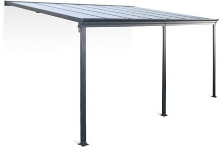 Alice's Garden - Pergola zur Wandbefestigung 3 x 4 m aus Aluminium und Polycarbonat mit Regenrinne, Anlehnvorrichtung - Avenio