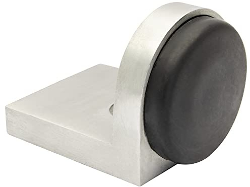 WAGNER Bodentürstopper ZAP - 59 x 44 x 45 mm, Zinkdruckguss in Edelstahl-Optik, Soft-Anschlag aus thermoplastischem Kautschuk, schwarz, zum Schrauben inklusive Montagematerial - 15514411